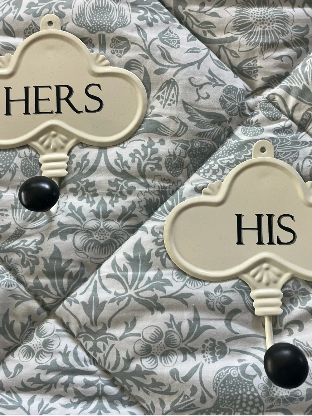 His and Hers Cream Wall Hook Set - Decorative Bathroom Hooks